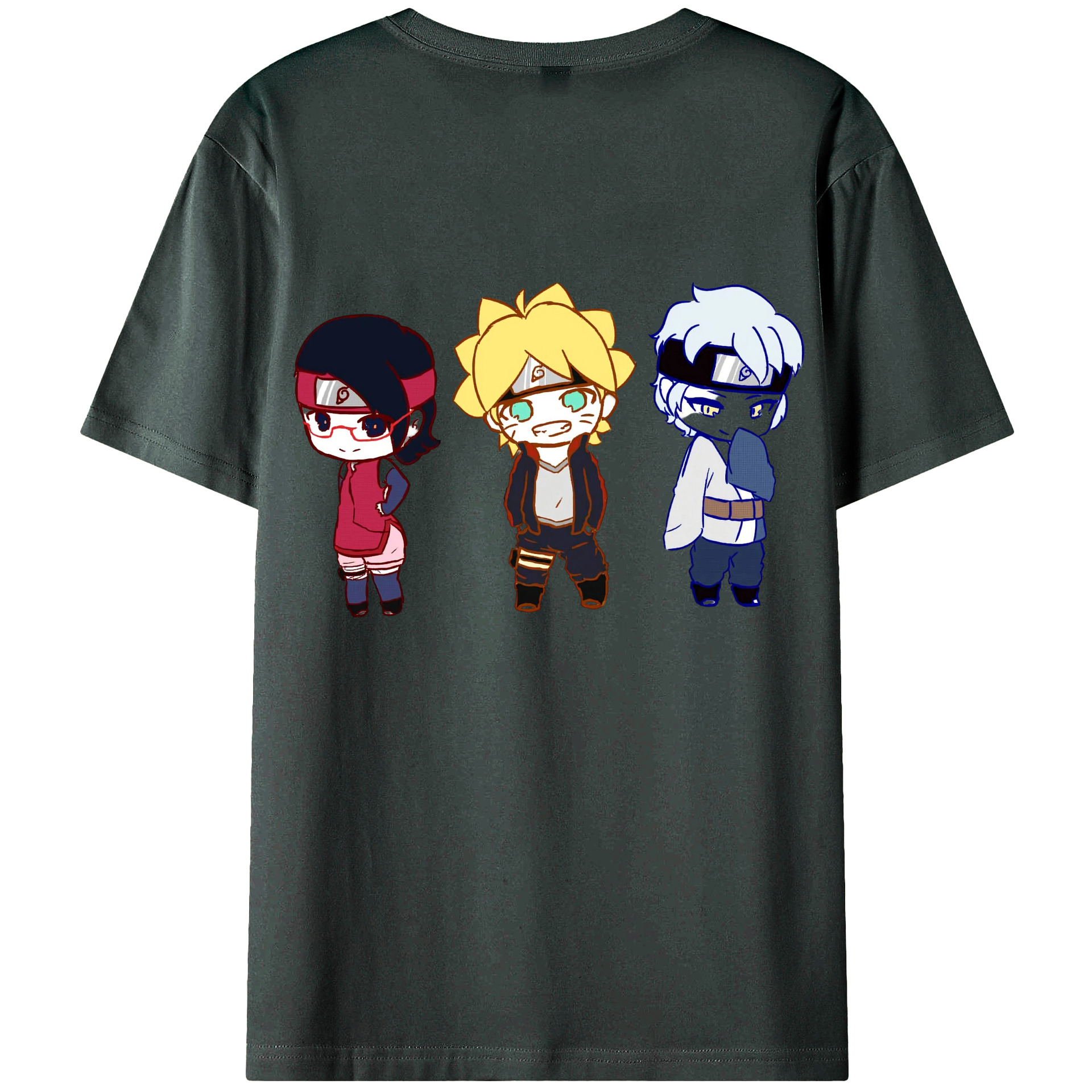 （画像用） NARUTO -ナルト- うずまき ボルト Uzumaki Boruto 綿100％ メンズ半袖Tシャツ（バックプリント） 通気性